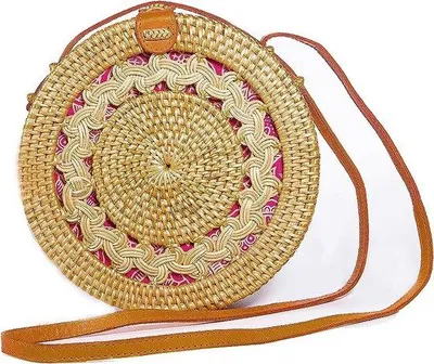 Produktbild von Famanu Handtasche aus Rattan mit Schulterriemen - Rot