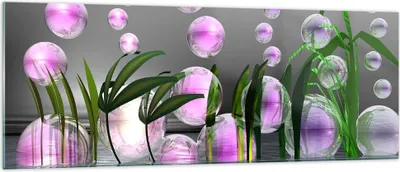 Produktbild von Bilder auf glas - Computer Grafik Blase - 140x50cm - Glasbilder - Wandbilder - Kunstdruck - zum Aufhängen bereit - Wanddekoration aus Glas - Glas Bilder - Wandbild auf Glas - GAB140x50-2329