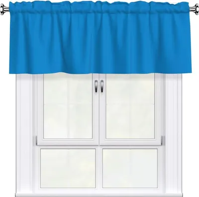 Productafbeelding van Blauwe, effen gekleurde, geribbelde voile, 137,2 x 45,7 cm, eenvoudig te bevestigen, geschikt voor raamdecoratie in keukens, slaapkamers en andere ruimtes
