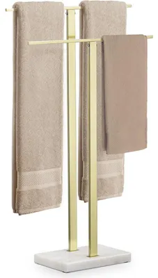 Produktbild von Handtuchständer Stehend Zweiarmig 84 cm Gold Edelstahl SUS304 Marmor Basis
