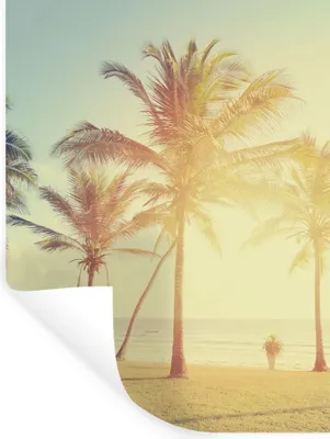 Produktbild von MuchoWow® Wandtattoo Wandsticker Wandaufkleber Meer - Palme - Sommer - Sonne - Strand 90x120 cm Selbstklebend und Repositionierbar - Faltenfrei