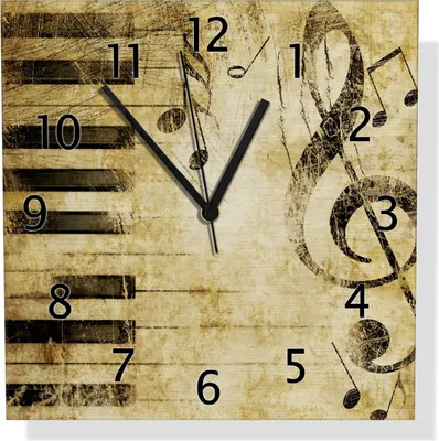 Produktbild von Wallario Design Wanduhr Klaviatur in hellbraun aus Aluverbund, Größe 30 x 30 cm