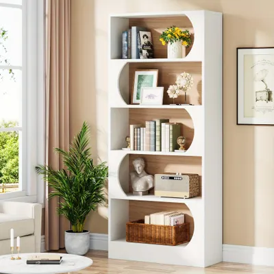 Produktbild von Bücherregal - Bücherregal - Bücherkorpus - Regalkorpus - Aufbewahrungsschrank - Modern, weiß - 6 Einlegeböden, 180 cm hoch