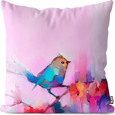 Produktbild von VOID Vogel Gemälde Blumen Kissenbezug Kissenhülle Sofakissen Kissen Deko Outdoor-Kissen Dekokissen