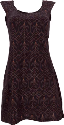 Produktbild von Ethno Minikleid, Goakleid mit Ärmelchen, Druck - Schwarz, Damen, Baumwolle, Größe: M