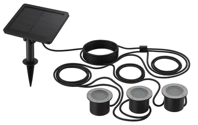 Productafbeelding van Set van 3 zonnespots, zwembadrand met zonnepaneel, 3 x LED, warmwit, H 10 cm