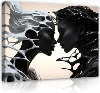 Produktbild von Leinwandbilder Abstrakt schwarz und weiß Frau 60x40 cm XXL Modern Canvas Bild auf Leinwand Bilder Leinwandbild Wandbilder Wohnzimmer Schlafzimmer