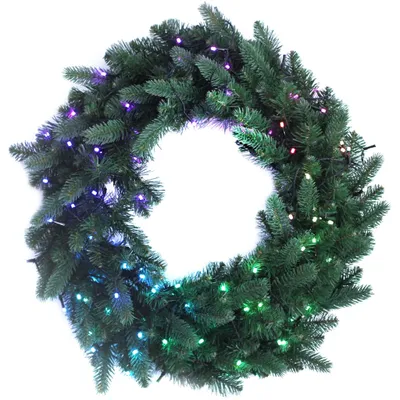 Produktbild von Twinkly App Gesteuerter Türkranz mit 50 RGB + Weißen LEDs, Grünes Kabel - Special Edition - Indoor-Weihnachtsdekoration - Generation II