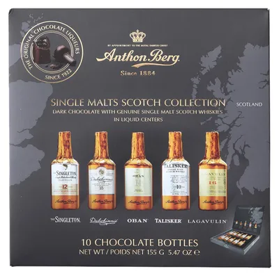 Produktbild von Anthon Berg Single Malts Scotch edel gefüllt mit Whisky Genuss 155g