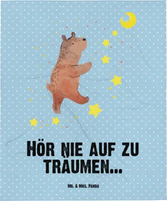 Produktbild von Mr. & Mrs. Panda Schlummerdecke Bär Träume - Blau Pastell - Geschenk, Plaid, Kinderdecke, Teddy, Schmusedecke, Träumen, Babydecke, Traumdeutung, Erstlingsdecke, Traum