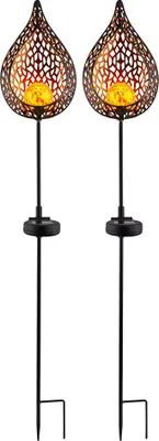 Produktbild von 2er Set LED Solar-Steckleuchten im Flammen Design