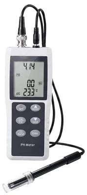 Immagine prodotto di Misuratore di pH digitale / Tester di pH - Strumento portatile - Campo di misurazione 0–14 pH - Sensore impermeabile IP68 - Calibrazione automatica a 3 punti - Sensore di temperatura - Adatto per acqua potabile e idroponica