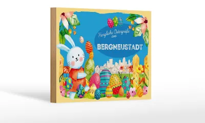 Produktbild von Holzschild Ostern Ostergrüße 18x12 cm BERGNEUSTADT Geschenk Dekoration