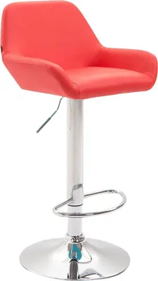 Obrázek produktu pro Barová židle v imitaci kůže a chromu - židle červená - výškově nastavitelná - ergonomická a otočná o 360°