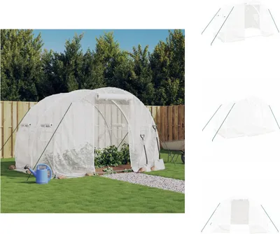 Produktbild von vidaXL Gewächshaus mit Stahlrahmen Weiß 6 m² 3x2x2 m -  Gewächshäuser