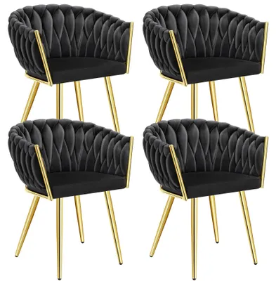 Produktbild von tectake® Set Esszimmerstuhl Astano gepolstert, mit Samtbezug, Knotendesign 60,5 x 55 x 75 cm