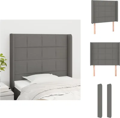 Produktbild von vidaXL Kopfteil mit Ohren Dunkelgrau 83x16x118/128 cm Stoff -  Kopf- & Fußenden