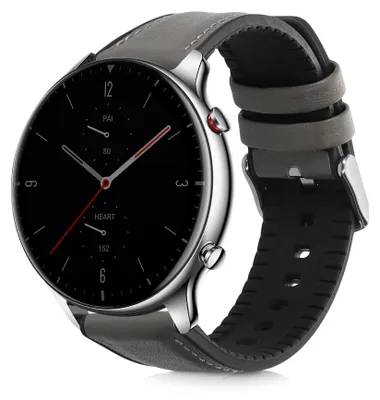 Produktbild von kwmobile Leder Uhrenarmband für Huami Amzfit GTR (47mm) / GTR 2 / GTR 3 / GTR 4 Armband - Ersatzarmband für Fitnesstracker mit Uhrenverschluss -