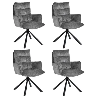 Image de Chaise de salle à manger Duhome pivotante à 360° Lot de 4 fauteuils lounge Chaise en chenille avec fonction de retour pour bureau, cuisine, salon, chambre à coucher, gris