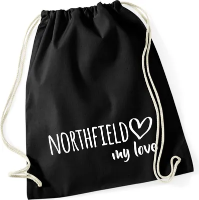 Produktbild von Huuraa Turnbeutel Northfield my love 12 Liter Black Baumwolle Rucksack Geschenkidee
