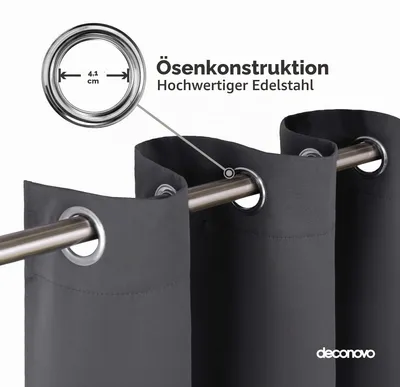 Produktbild von Deconovo Verdunkelungsvorhang Hitzeschutz Thermovorhang mit Ösen Dunkelgrau