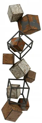 Produktbild von Metall Wanddeko 3D geometrisch Vintage 94 cm, Industrial/Loft Wanddekoration aus Eisen