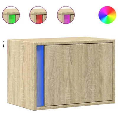 Produktbild von Wand-Nachttisch mit LED-Leuchten Sonoma-Eiche