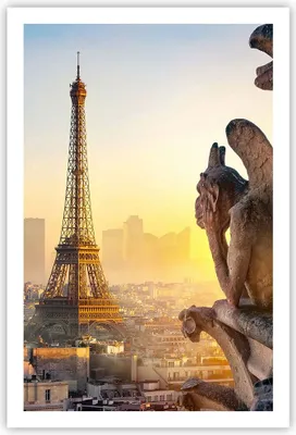 Produktbild von Poster - Poster ohne Rahmen - Wasserspeier Turm Eiffel - 61x91,5 cm - Wand Bild - Wanddeko - Wandbilder - Kunstposter - Wandposter - Bilder - Kunstdruck - Wanddekoration - Wandbild - P2XPA61x91-4633