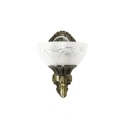 Produktbild von Wandleuchte Weiß Messing E27 Glas Metall Jugendstil Wandlampe