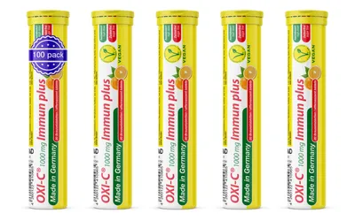 Produktbild von Oxi C Brausetabletten 5x20 Stk. – Orangengeschmack – 1000 mg Vitamin C Zuckerfrei – T&D Pharma – Germany