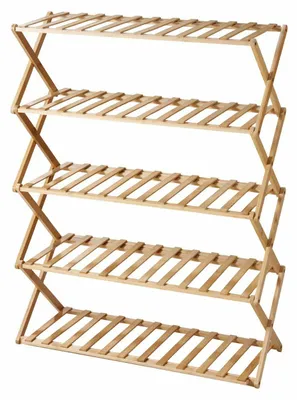 Produktbild von HowHomely | Schuhbank - 5-stöckiges Schuhregal - Schuhständer - aus Bambus - beige - 87 x 67 x 25 cm - Schuhablage - Praktisch - Boho