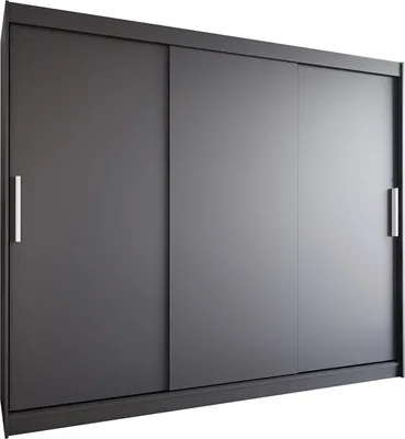 Produktbild von Easy4You L2 250 cm Schwarz Schiebetüren Kleiderschrank 250x215x58 cm Schlafzimmermöbel, Aufbewahrung - Mehrzweckschrank - Farbe: Schwarz