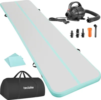 Image de Tapis Airtrack gonflable AirFlexy avec pompe à air électrique - gris/bleu