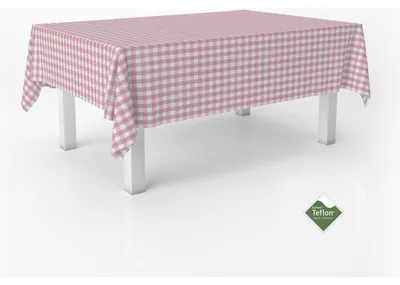 Tischdecke Vichy-Karo, 220x140 cm, fleckabweisend, wasserdicht, rosa