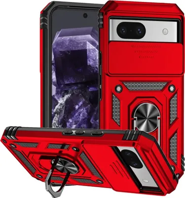 Produktbild von Google Pixel 8a Hülle - Coverup Armor Ring Ständer Back Cover mit Kamera Schutz - Rot