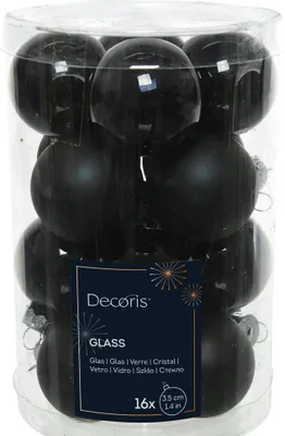 Produktbild von Christbaumkugeln schwarz Set 16 Stück. 3,5 cm
