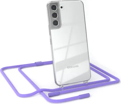 Produktbild von EAZY CASE Handykette für Samsung Galaxy S22 Plus 5G, Clear Case aus Silikon, mit Umhängeband, abnehmbare Endstücke, Handyband in Violett