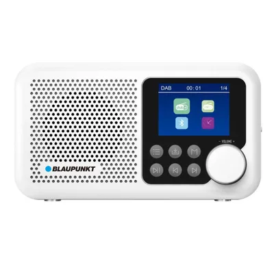 A white Blaupunkt portable radio is shown against a white background.