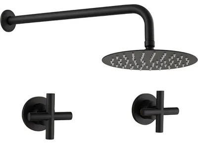 Produktbild von Unterputz-Zweigriff-Duscharmatur CARBINI schwarz Duschkopf Ø 30cm