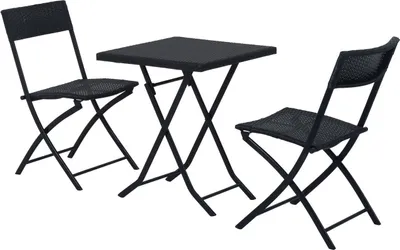 Produktbild von Outsunny 3-teilige Poly-Rotan Bistro-Sitzgruppe Tisch-Stuhl-Set Gartenmöbel 841-093