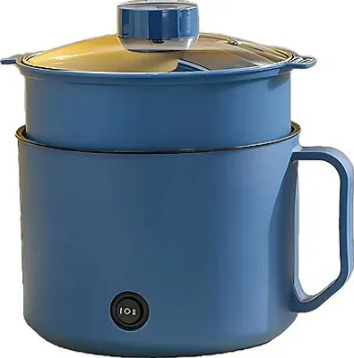 Produktbild von AIORBER Mini Elektrokocher, 1,8L mit Antihaftbeschichtung & Dampfgarfunktion, 2 Heizstufen, Leichte Reinigung, Kompakt , für Reisen & Camping, Blau