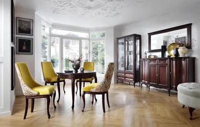 Obrázek produktu pro Wohnzimmer Vitrine Schrank Kommode Spiegel klassisches Set 3tlg Holz