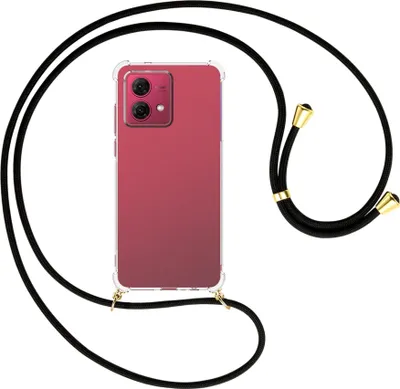 Produktbild von Handykette Backcover-Schutzhülle mit Band (Metall goldfarben) für Motorola Moto G84 5G (6.5'') - schwarz