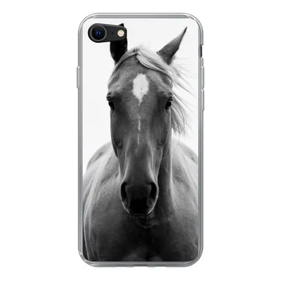 Produktbild von MuchoWow® Handyhülle Schutzhülle Hülle für iPhone 8 Pferd - Tier - Schwarz - Weiß Silikon Softcase Handy Hülle - Schutzhaube