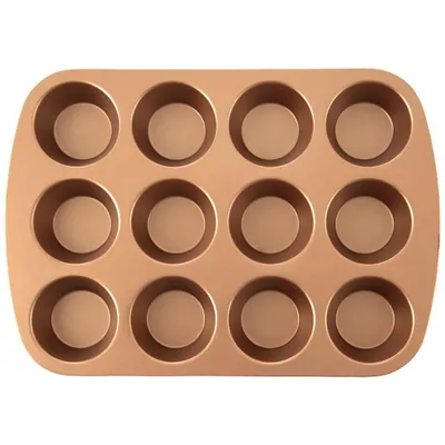 Produktbild von Orion Backform Backblech für 12 Muffins Muffinform groß 36x25,5x3,5 cm antihaftbeschichtet in Kupferfarbe MARISSA