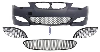 Imagen del producto de Juego de rejillas laterales e inferiora para BMW Serie 5 (E60 E61) de 2003 a 2010, solo para parachoques con diseño M5.
