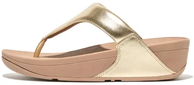 Produktbild von Fitflop Lulu Damen Plateau-Sandalen aus Leder mit Zehensteg in Weiß, Platin, 36
