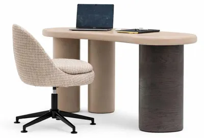 Obrázek produktu pro Psací stůl z dřeva, béžové barvy, s pohodlnou židlí, elegantní a moderní design