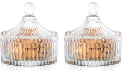 Immagine prodotto di Barattoli per alimenti con coperchio, capacità 650 ml, stile vintage, contenitori in vetro trasparente, set da 2