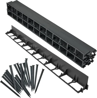 Image de Bordure de parterre Garronda en plastique avec ancrages de fixation, 8 m x 7,8 cm, avec 50 clous de fixation